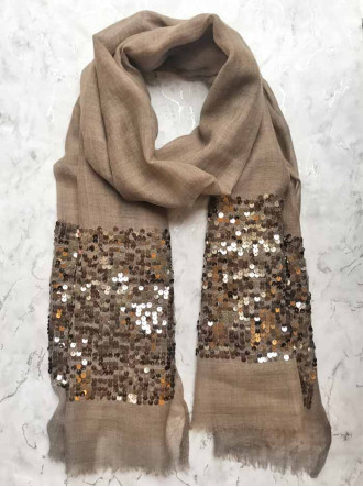 Sequin Scarf - Chocolate Brown